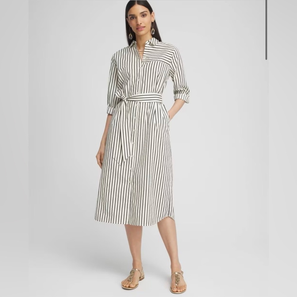 Chico's Black and White Striped Dress